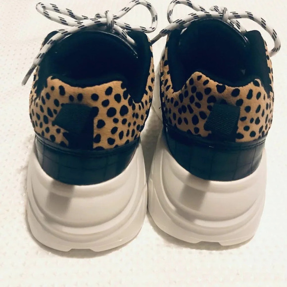 Qupid Womens Gold Black Lace Up Leopard Print Low Top Sneaker Shoes Size US 7 - Picture 8 of 13